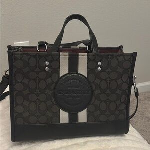 Coach Dempsey Carryall Bag In Signature Jacquard With Stripe And Coach Patch